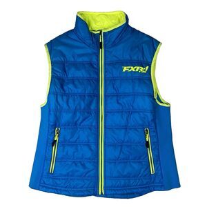FXR Vest Womens 12 Blue Neon Insulated Zip Snowmobile Block Heater Outdoor